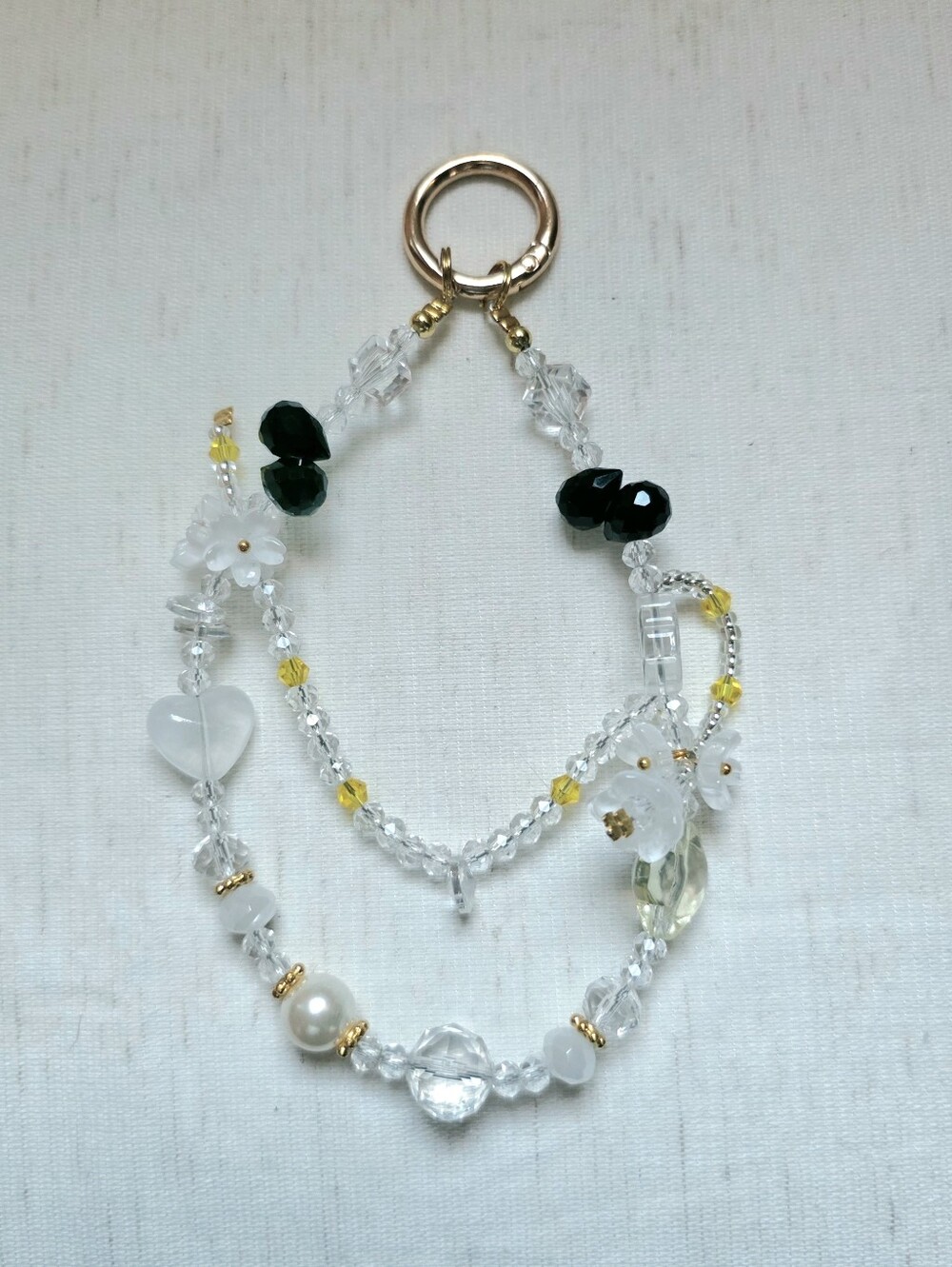 ✨️Delicate Clear and Gold Phone Charm or Bag Chain with White Accents
